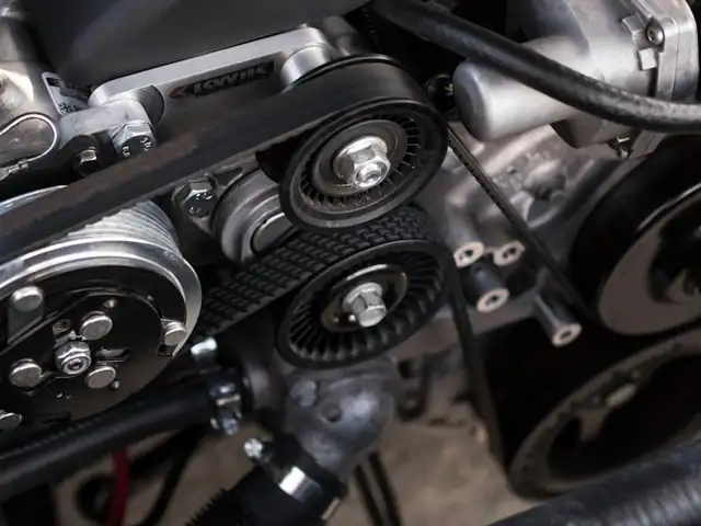 Close-up of an engine bay